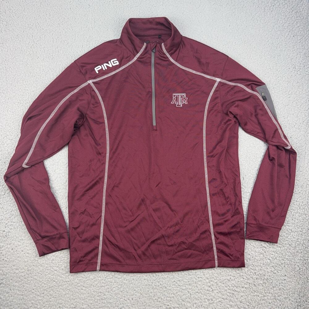 Texas A&M Aggies Jacket Mens Medium Red NCAA Golf PING Quarter Zip Pullover